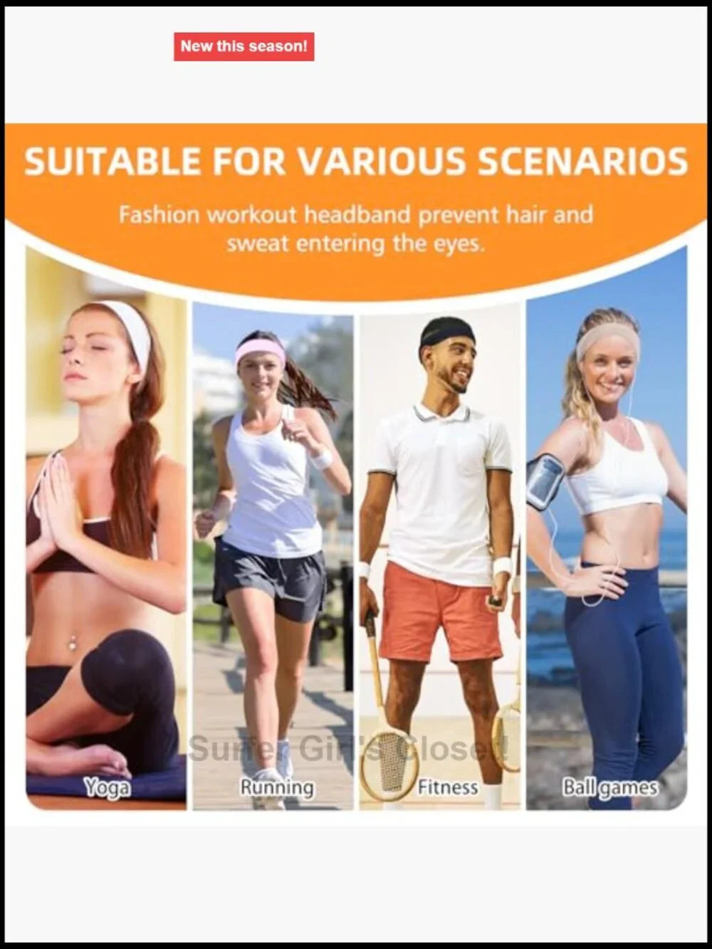 Non Slip Athletic Headband Set - Absorb Sweat, Elastic, Soft for Workouts